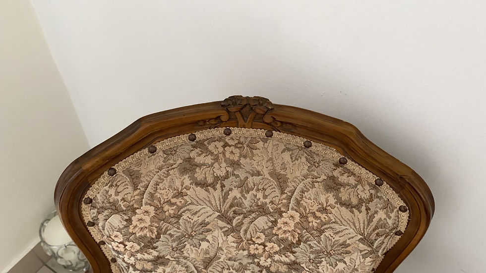 Thumbnail: Floral Mahogany Chairs with carved wood detail