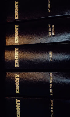 bound collections of EBONY magazines. from REBUILD FOUNDATION archives from Po'Chop | Jenn Freeman's Litany