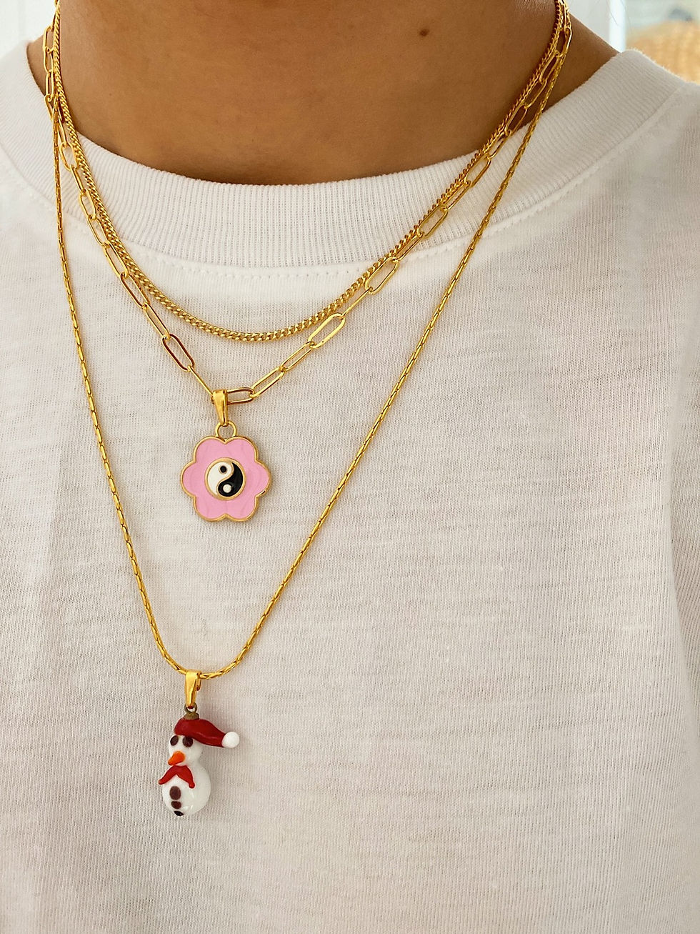 Küçük resim: Pembe Mineli Ying Yang Kolye