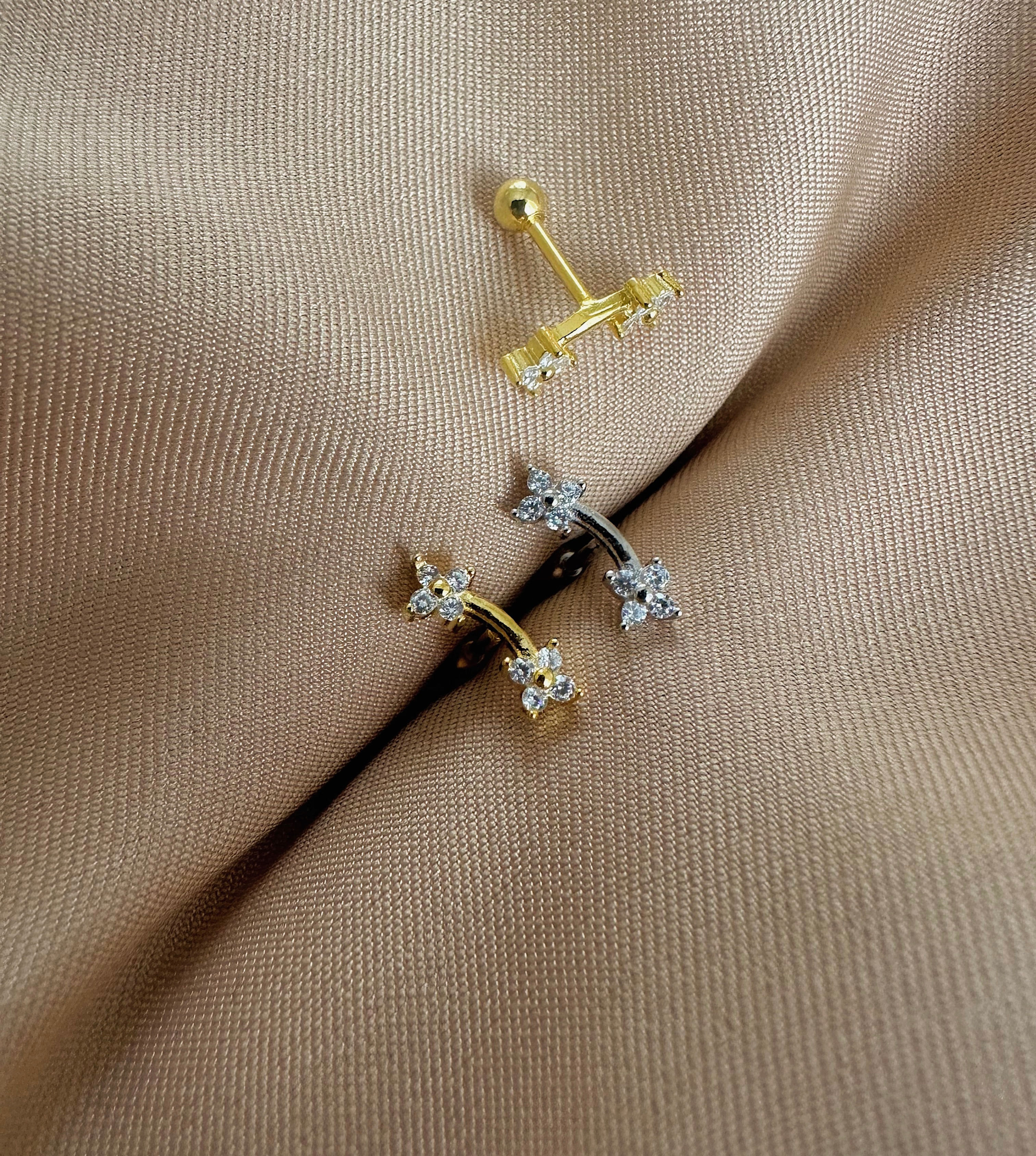 Bağlantılı Çiçek Piercing | 925 Gümüş  