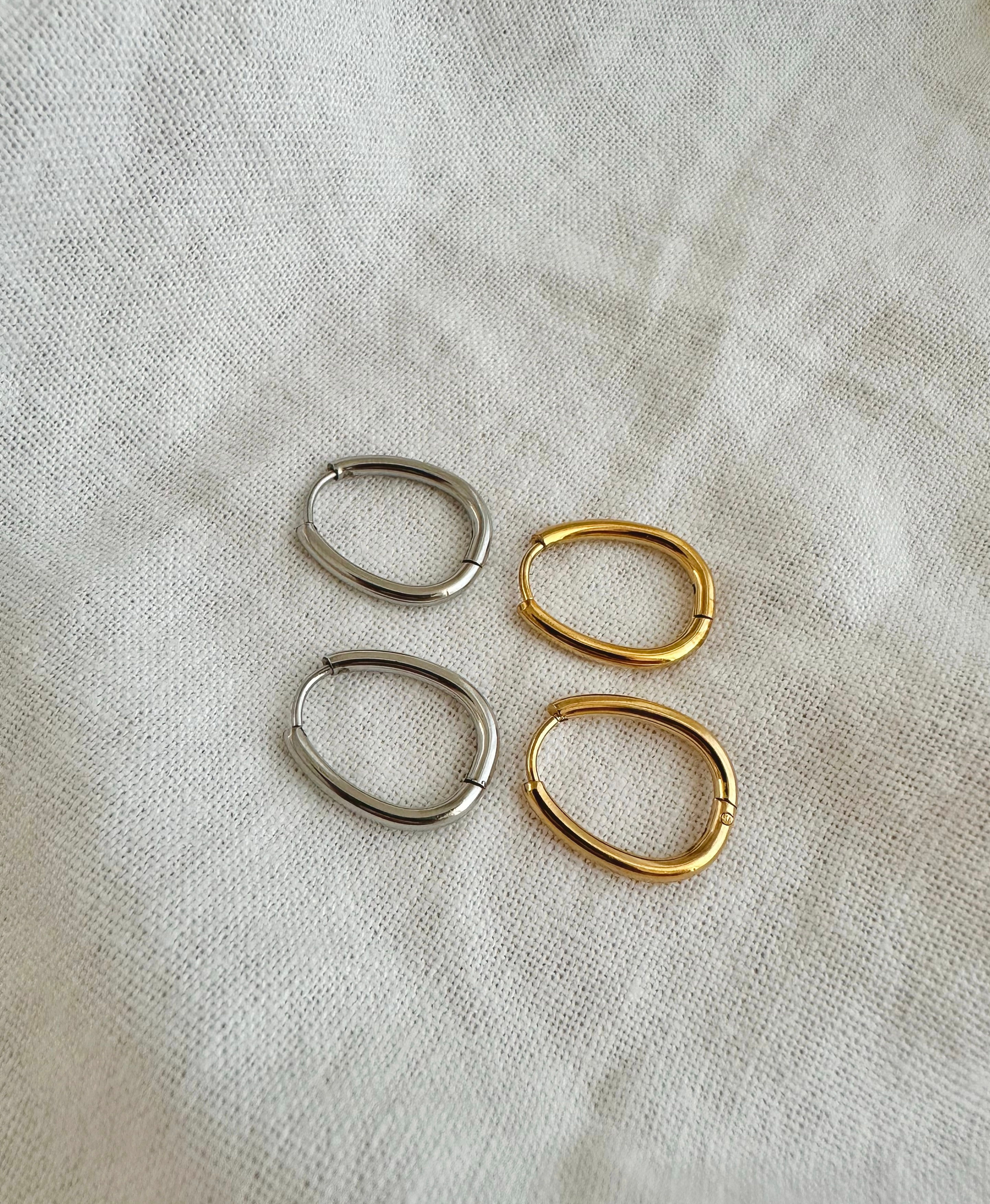 İnce Oval Küpe - Çelik 