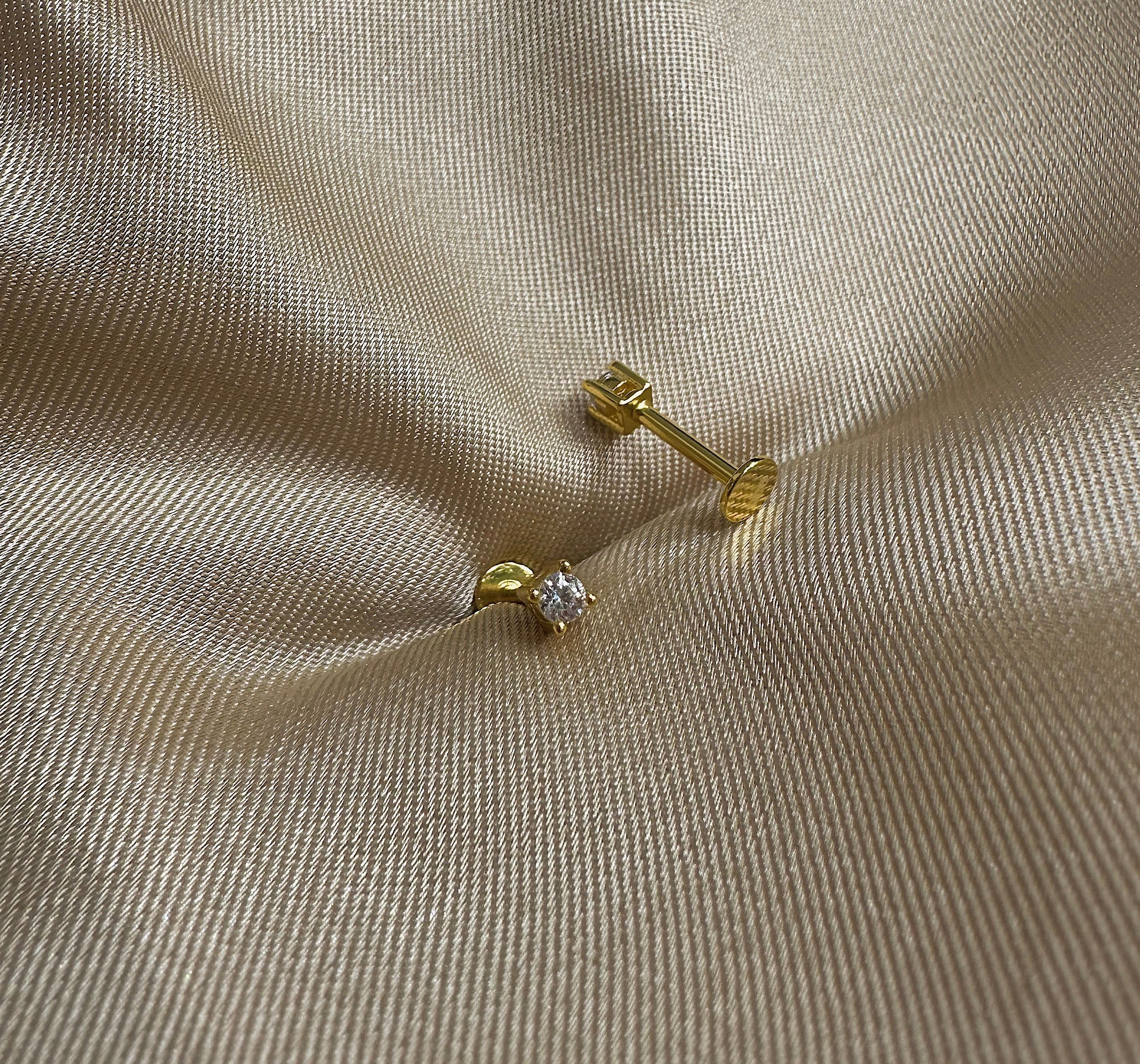 Tek Taş Piercing - Düz | 925 Gümüş 