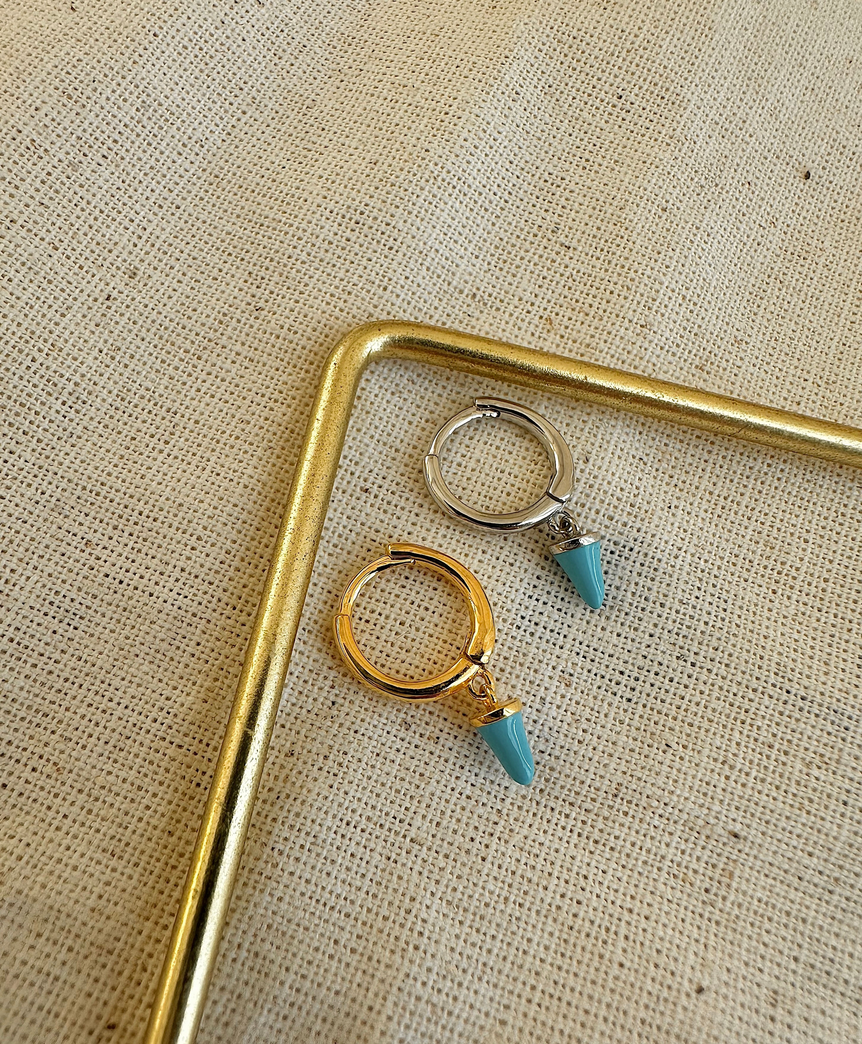 Tekli Mavi Sivri Halka Piercing | 925 Gümüş  