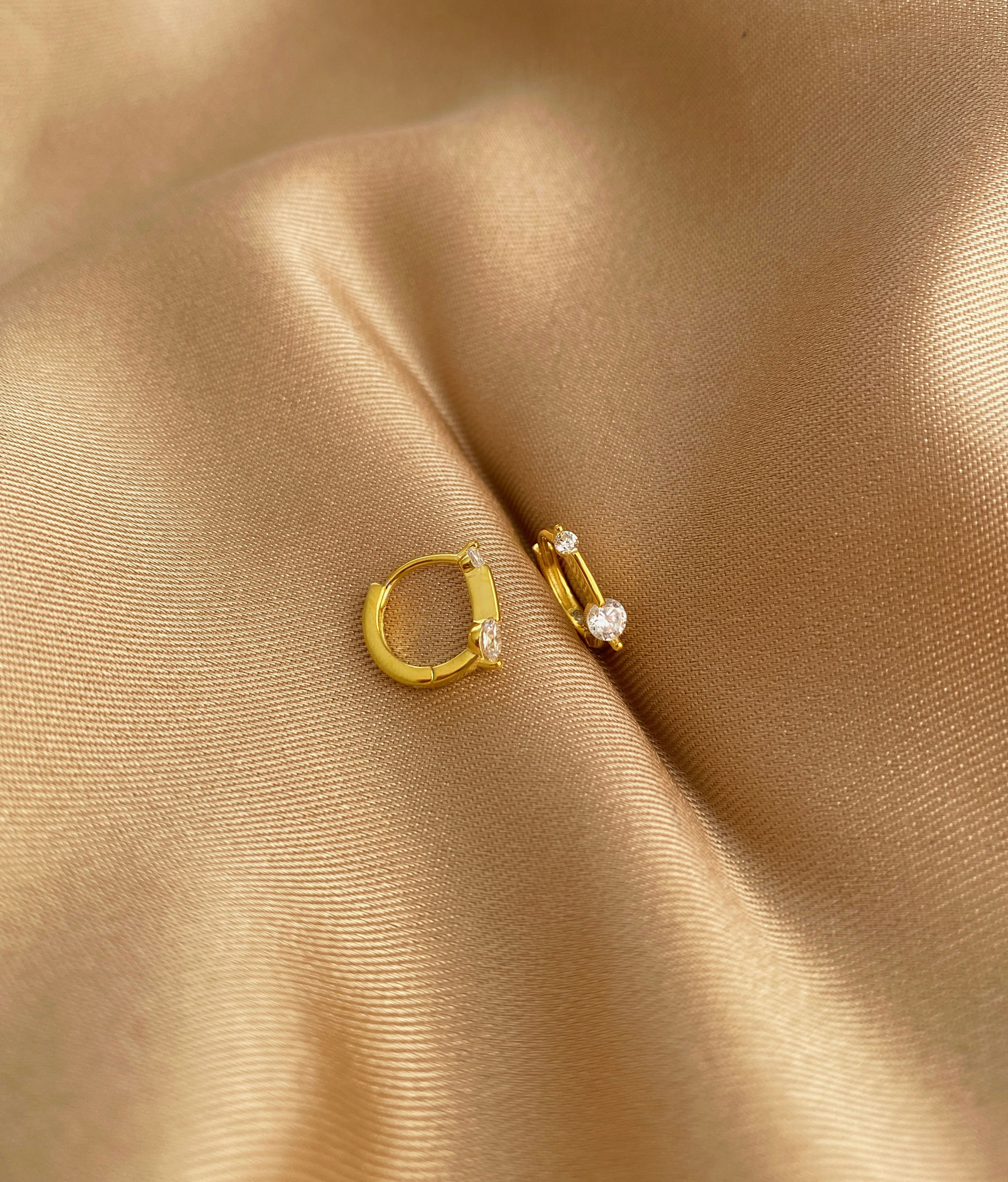 Tekli İki Taş Motifli Halka Piercing - 925 Gümüş