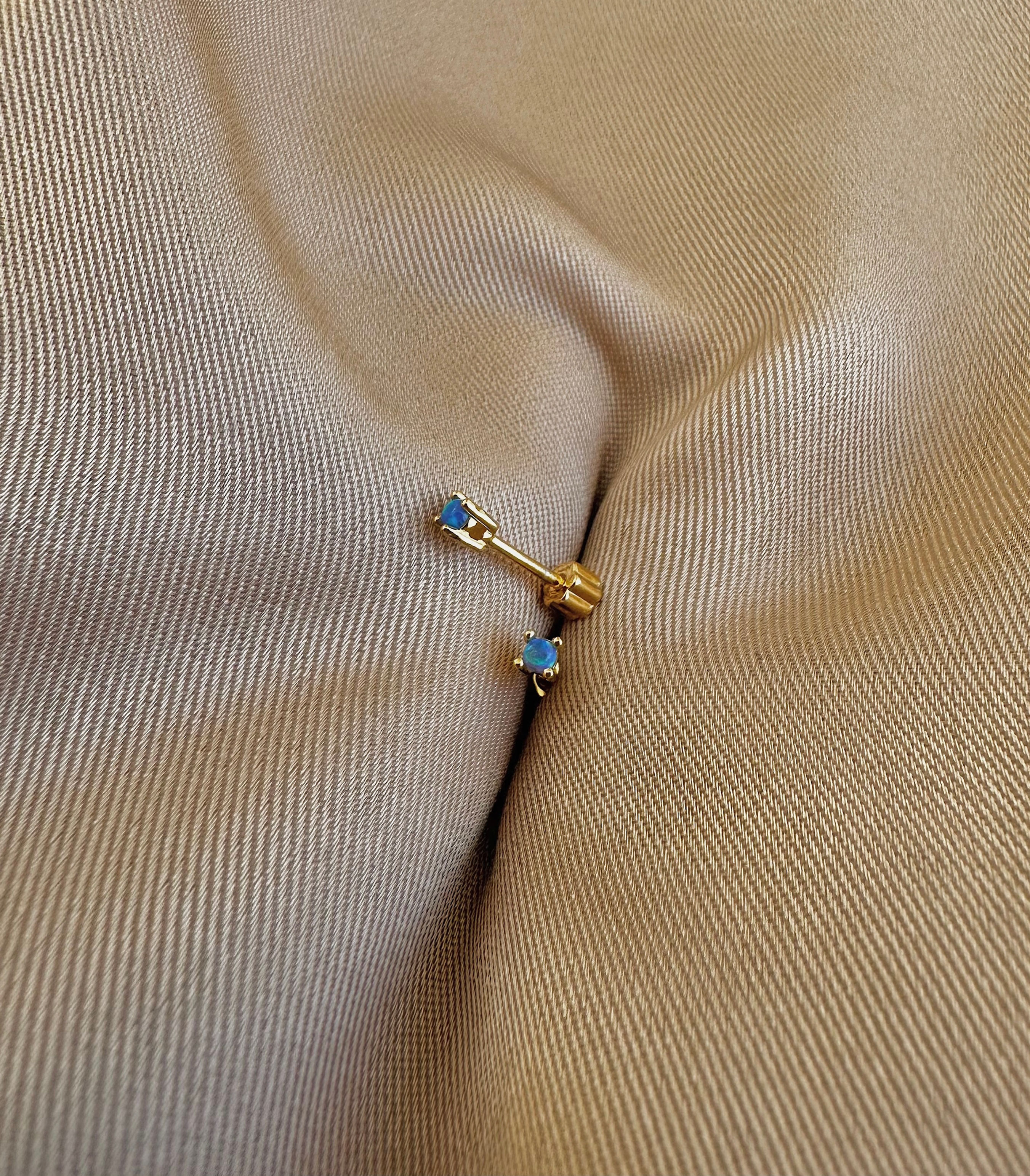 Minik Mavi Opal Tektaş Piercing | 925 Gümüş