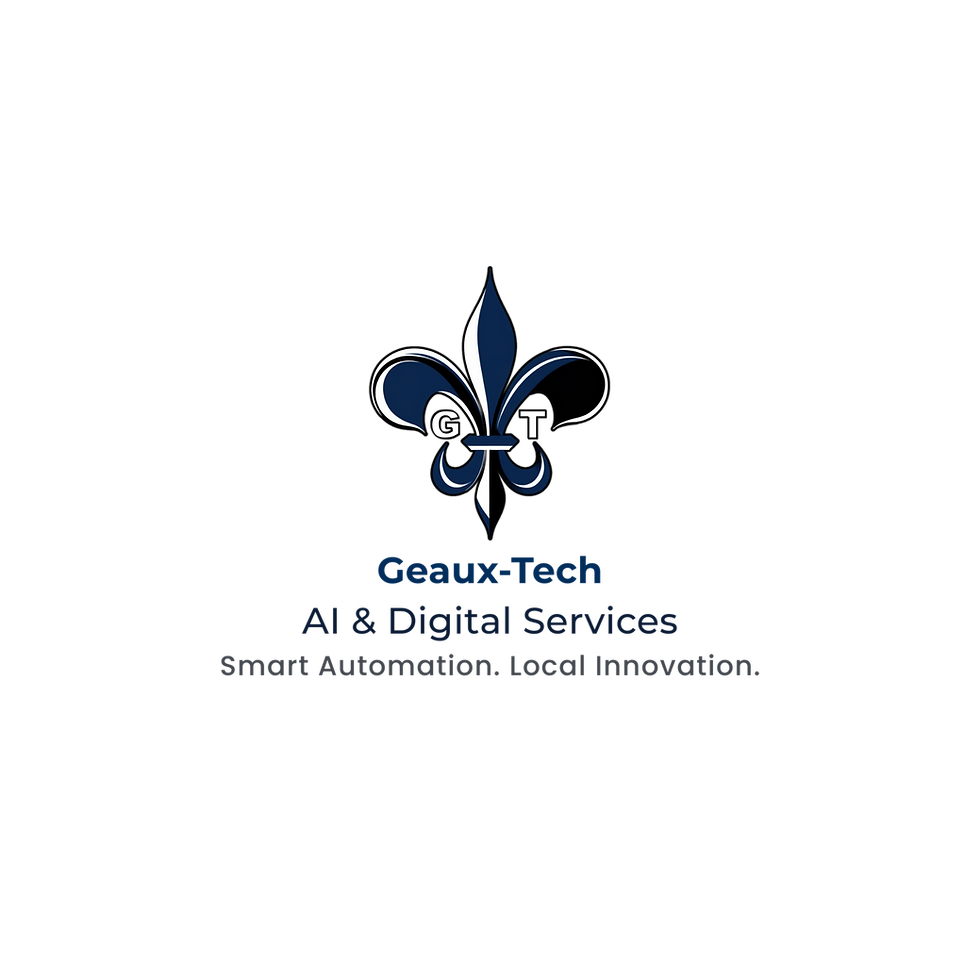Dark blue fleur-de-lis logo with white letters G T inside.