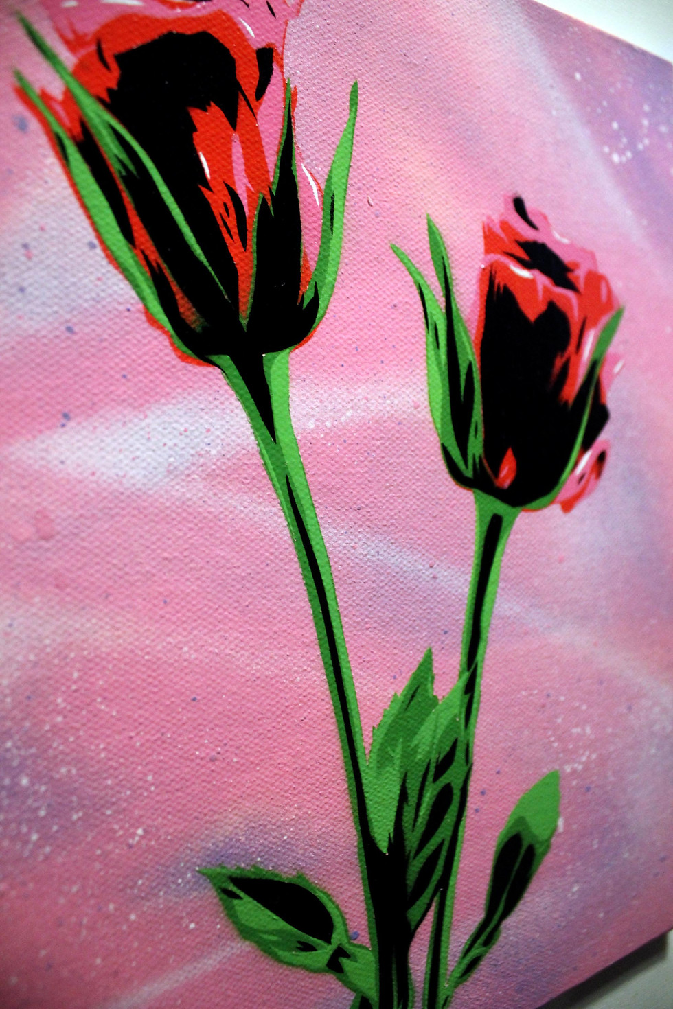Thumbnail: Bright Pink Roses Painting | Spray Paint Floral Art | Romantic Redamancy Decor