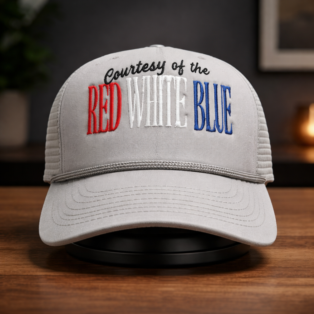 Courtesy of the Red, White, and Blue Trucker Hat