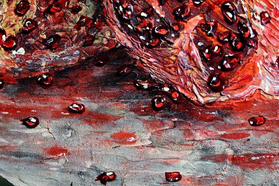 Thumbnail: Textured Pomegranate Home Decor | Red & Yellow Still Life on Round Canvas