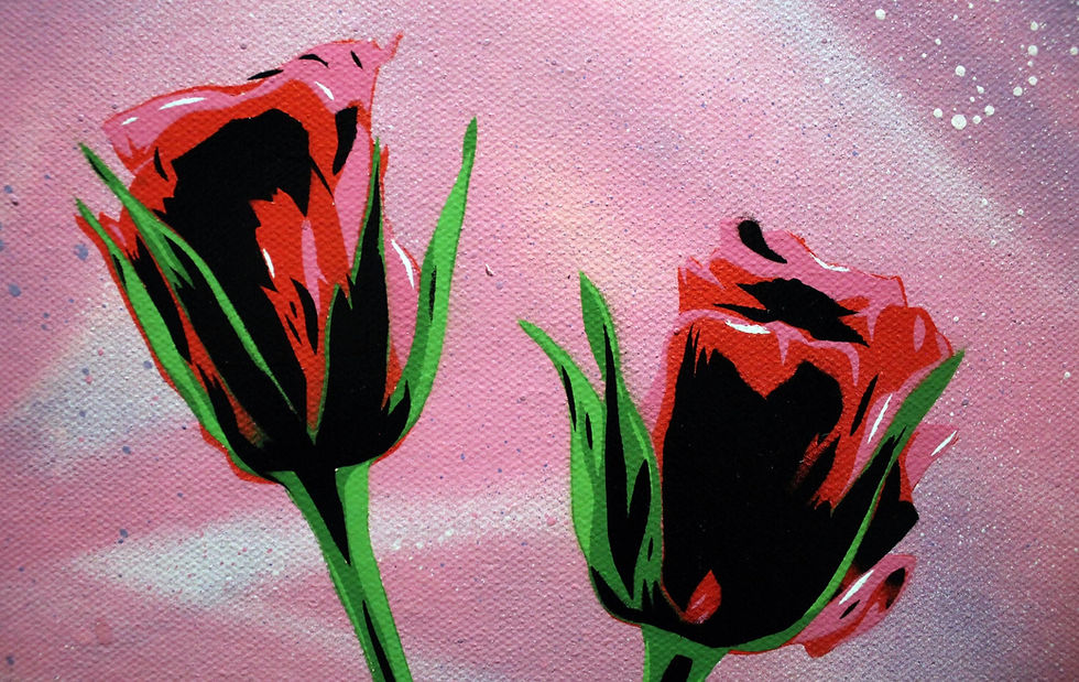 Thumbnail: Bright Pink Roses Painting | Spray Paint Floral Art | Romantic Redamancy Decor