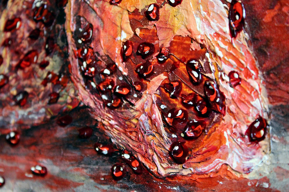 Thumbnail: Textured Pomegranate Home Decor | Red & Yellow Still Life on Round Canvas