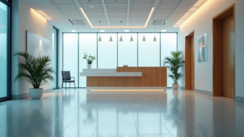 Eye-level view of a modern medical clinic reception area
