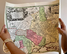 Фото карти крупним планом (лицева сторона)
Ор игінальна антикварна карта України 1740 року – Amplissima Ucraniae Regio з яскравим картушем і кольоровими регіонами