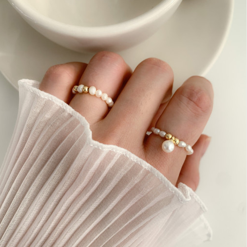 Thumbnail: Handmade Gold Pearl Rings