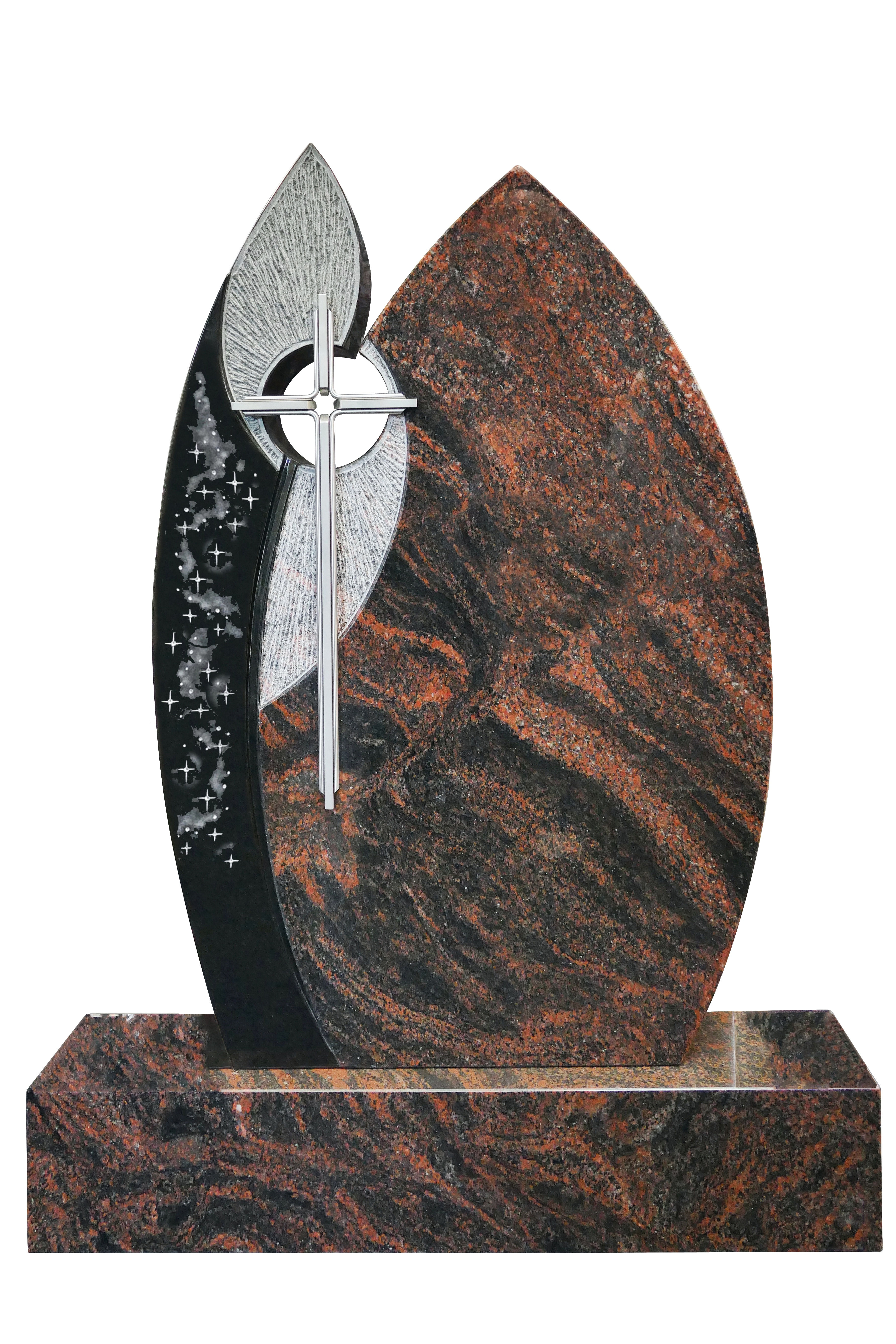 Ovaler Grabstein mit Kreuz