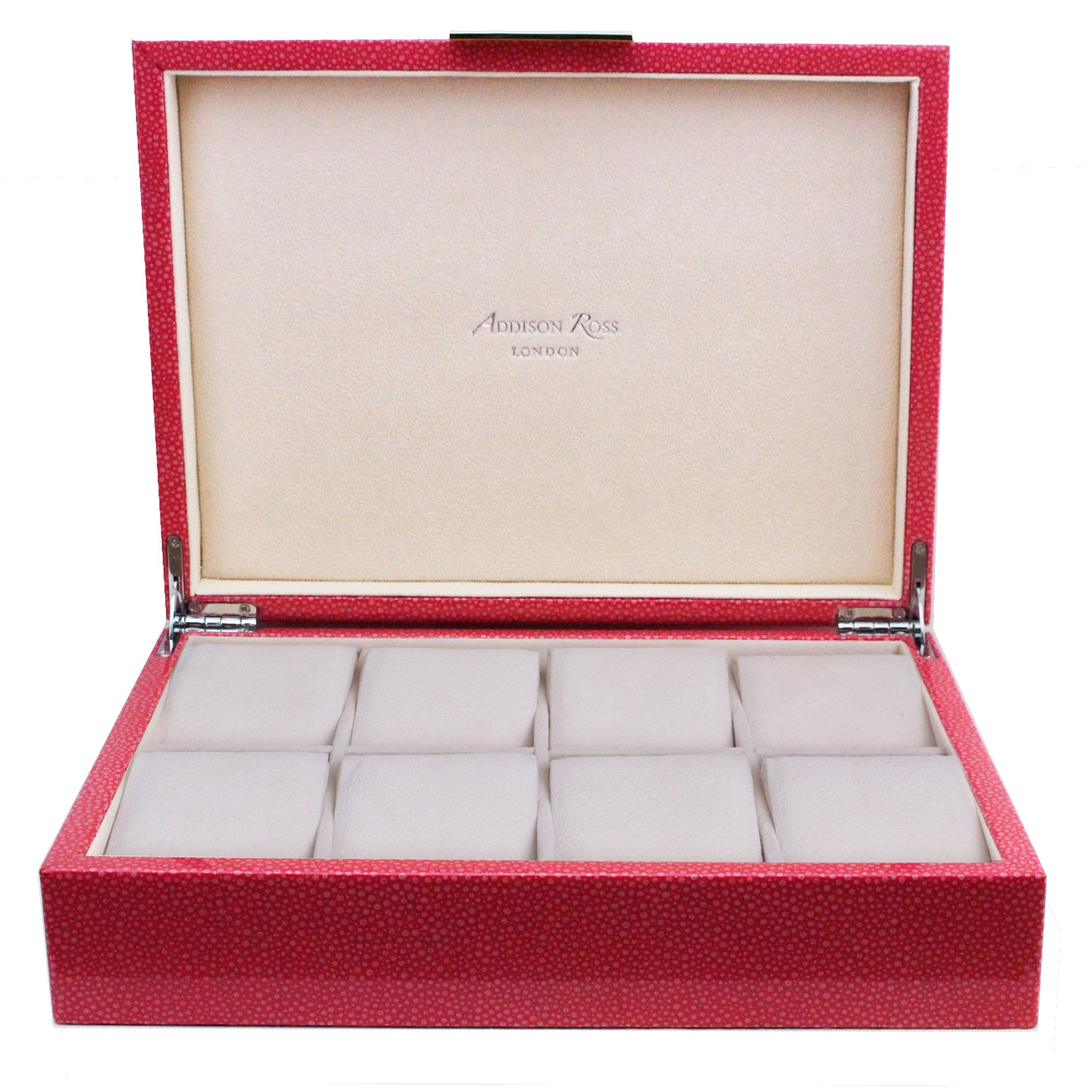 Large Lacquer Watch Box - Pink Shagreen & Silver