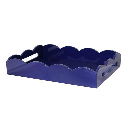 Medium Scalloped Lacquer Serving Tray - Navy