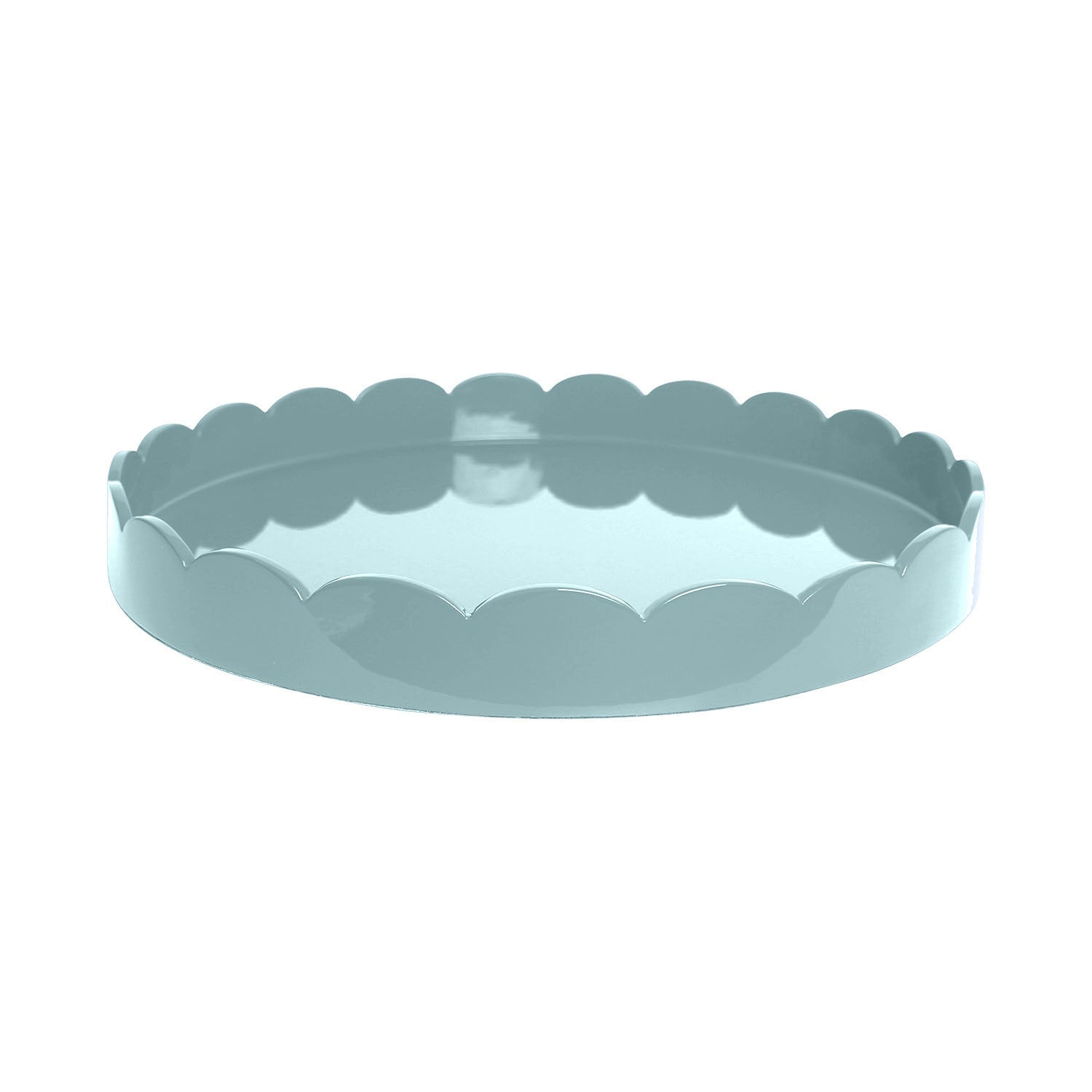 Round Medium Scalloped Lacquer Tray - Eau de Nil