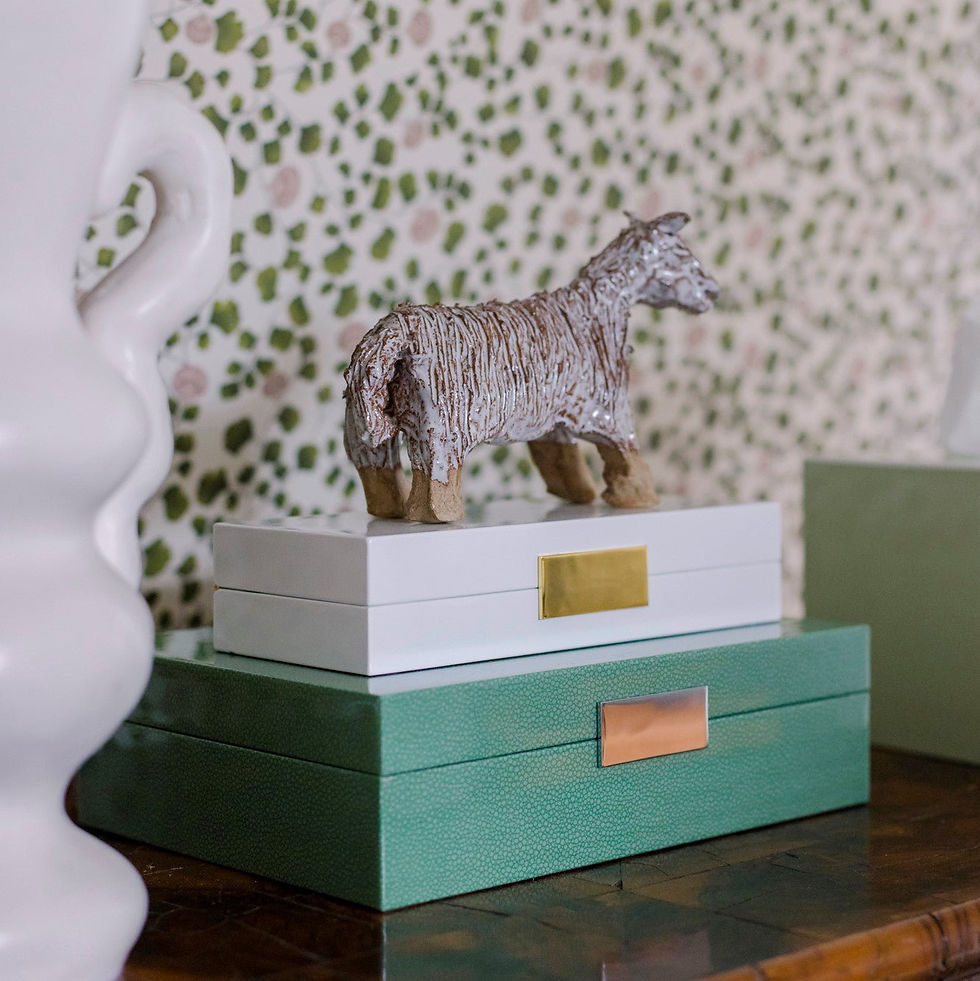 Thumbnail: Large Lacquer Watch Box - Green Shagreen & Gold