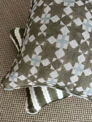 Terri Shannon Collection natural linen styled in an interior — Australian designer fabric, available through MOTIVO.