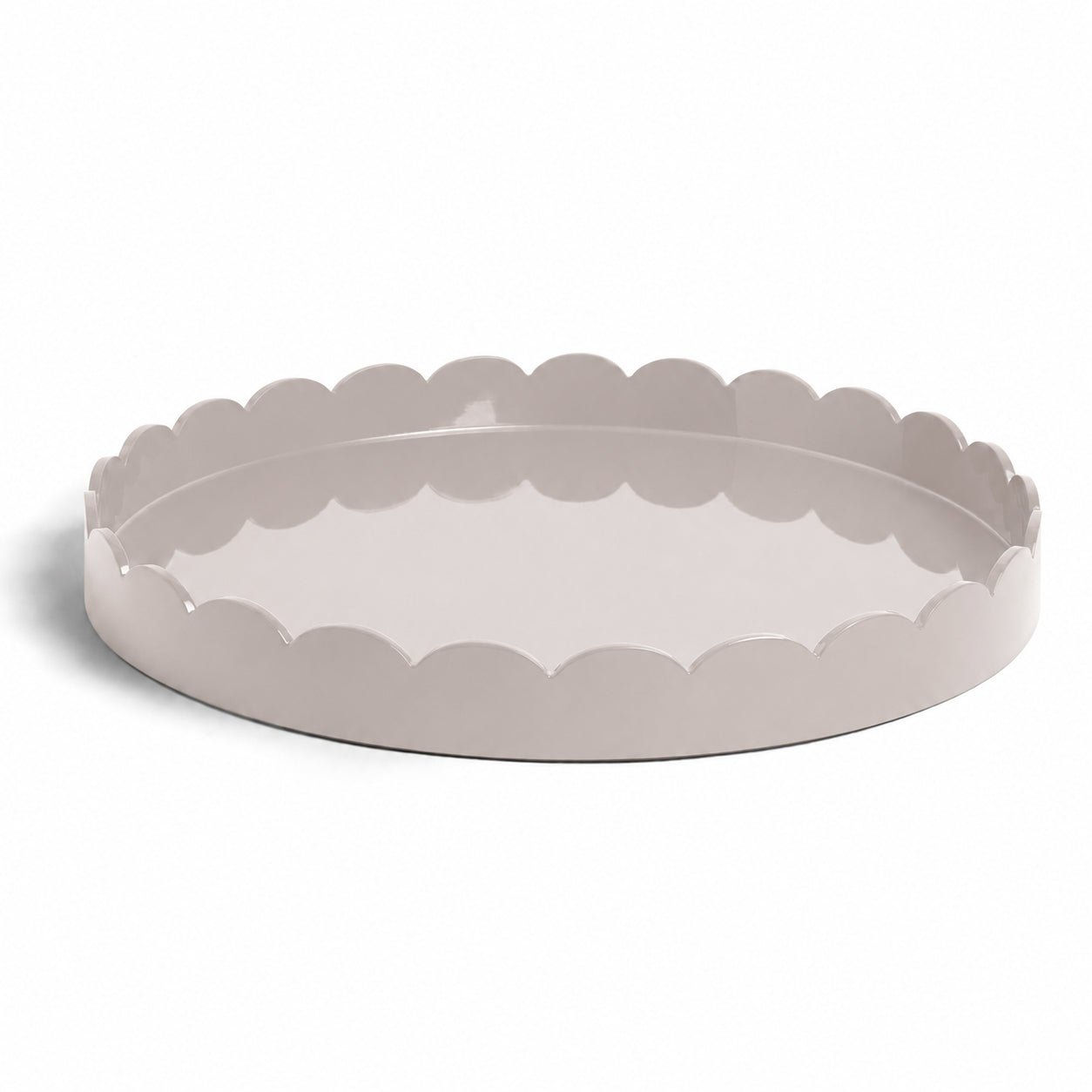 Round Large Scalloped Lacquer Tray - Cappuccino