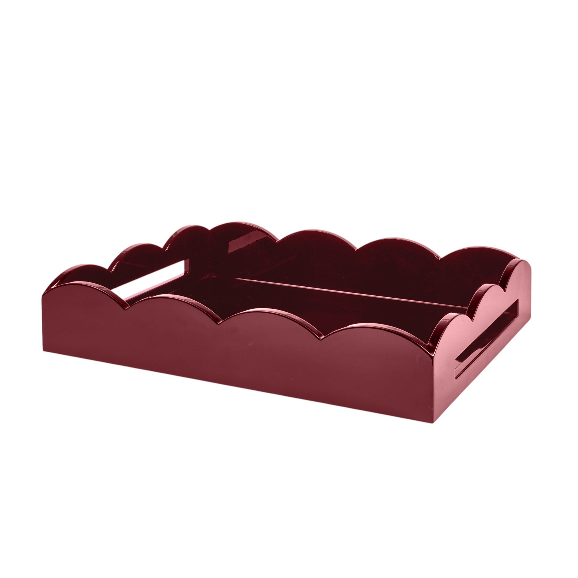 Medium Scalloped Lacquer Serving Tray - Cherry