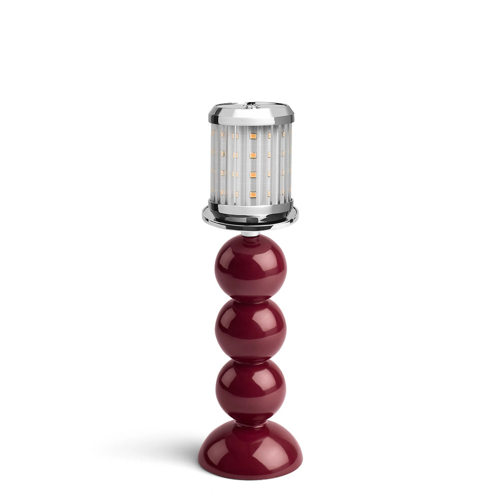 Thumbnail: Small Bobbin Lamp Base with Rechargeable Bulb - Cherry