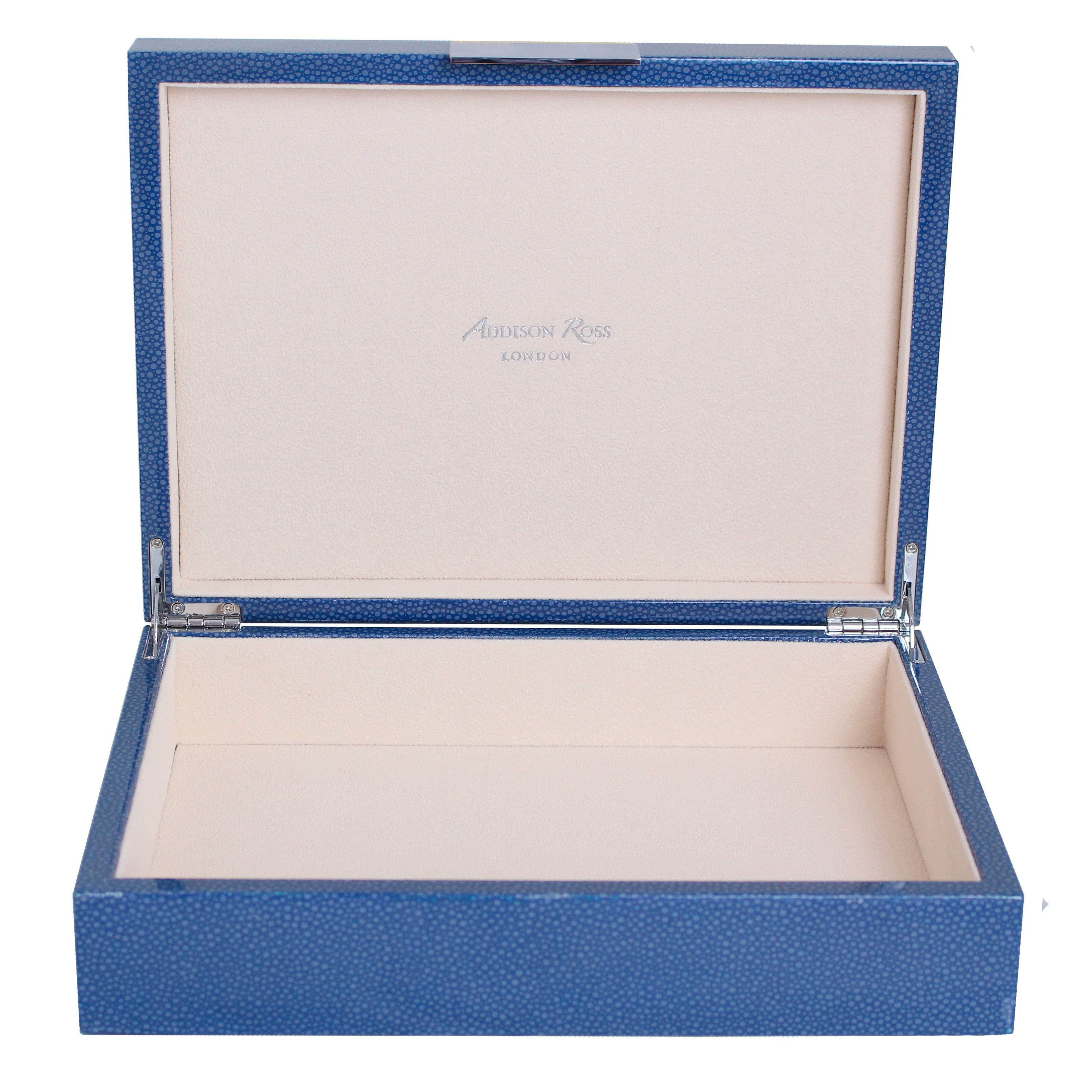 Large Lacquer Box with Silver - Blue Shagreen