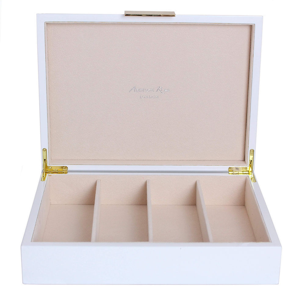 Thumbnail: Large Lacquer Glasses Box - White & Gold