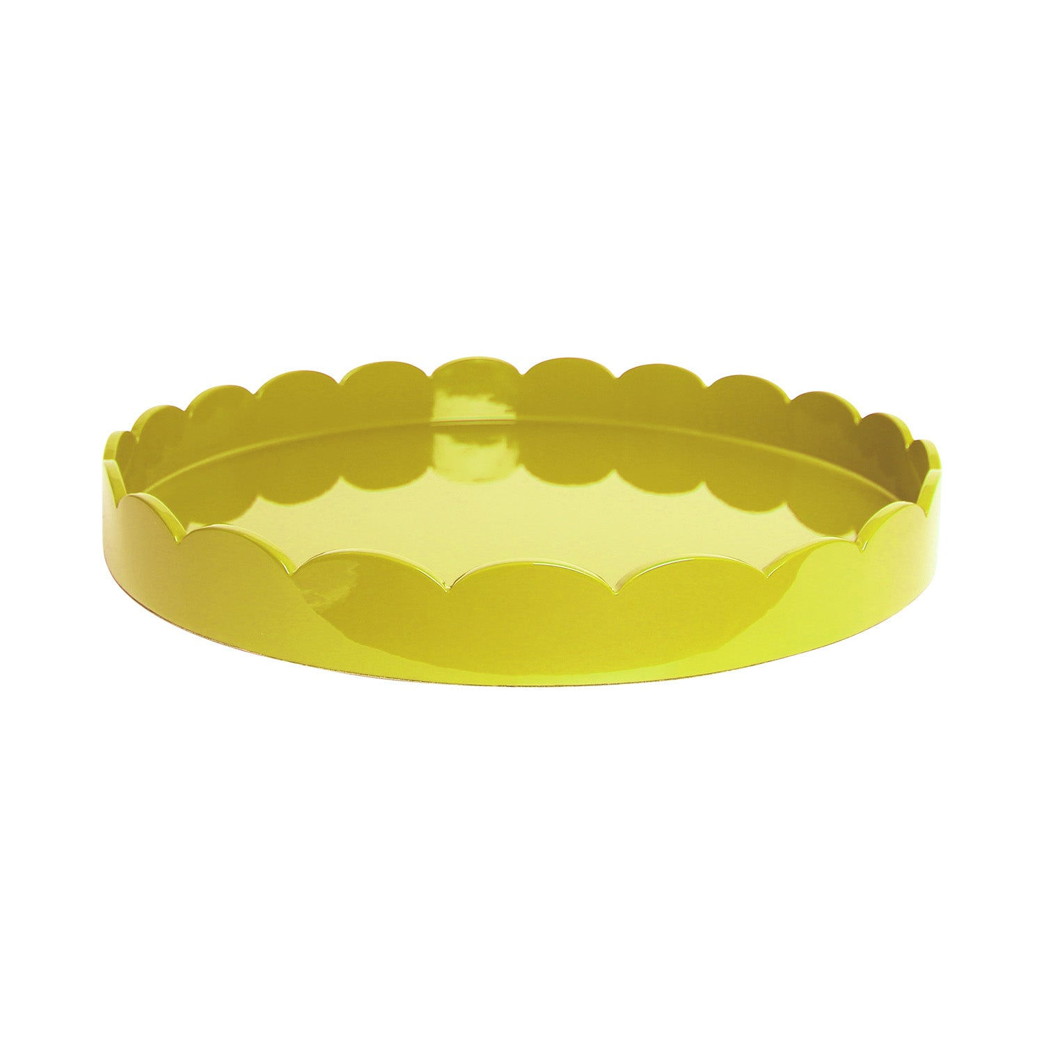 Round Medium Scalloped Lacquer Tray - Yellow