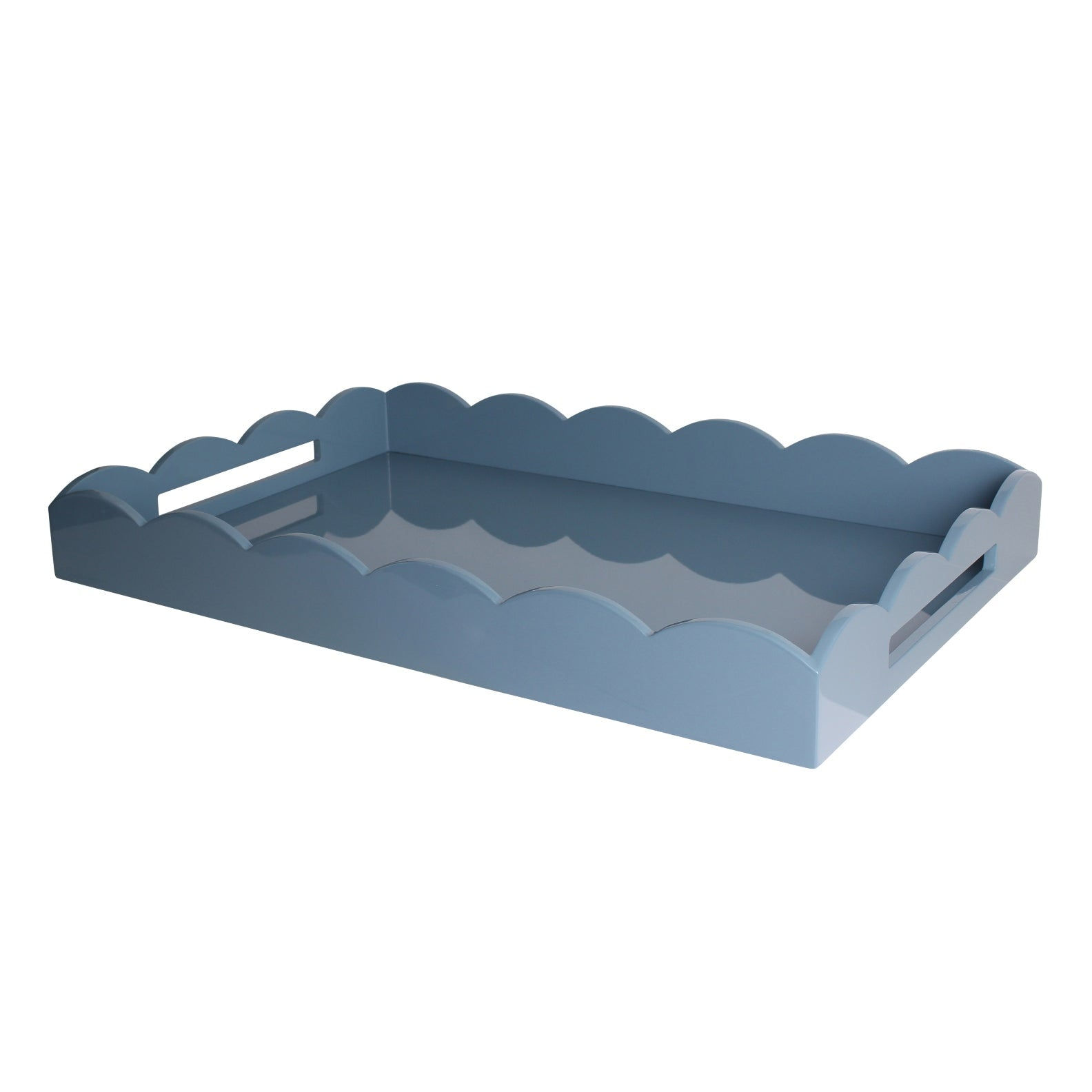 Large Scalloped Lacquer Ottoman Tray - Chambray Blue (Limited Edition)
