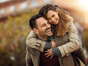 Couple laughing in love 