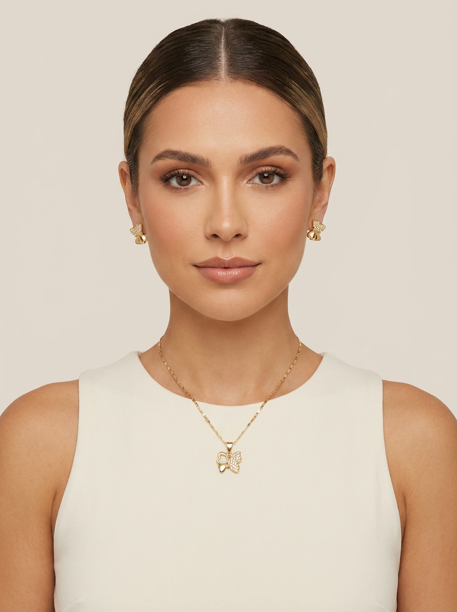 Golden Butterfly Duet Jewelry Set