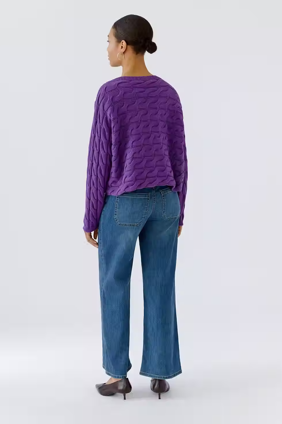 Thumbnail: Purple Cable Knit Pullover