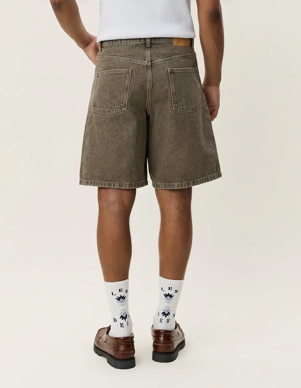 Thumbnail: Light Brown Denim Wash Shorts