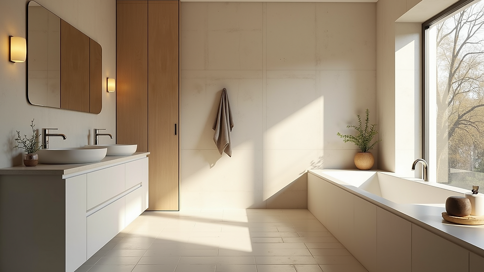 Eye-level view of a bathroom with a luxurious shower experience
