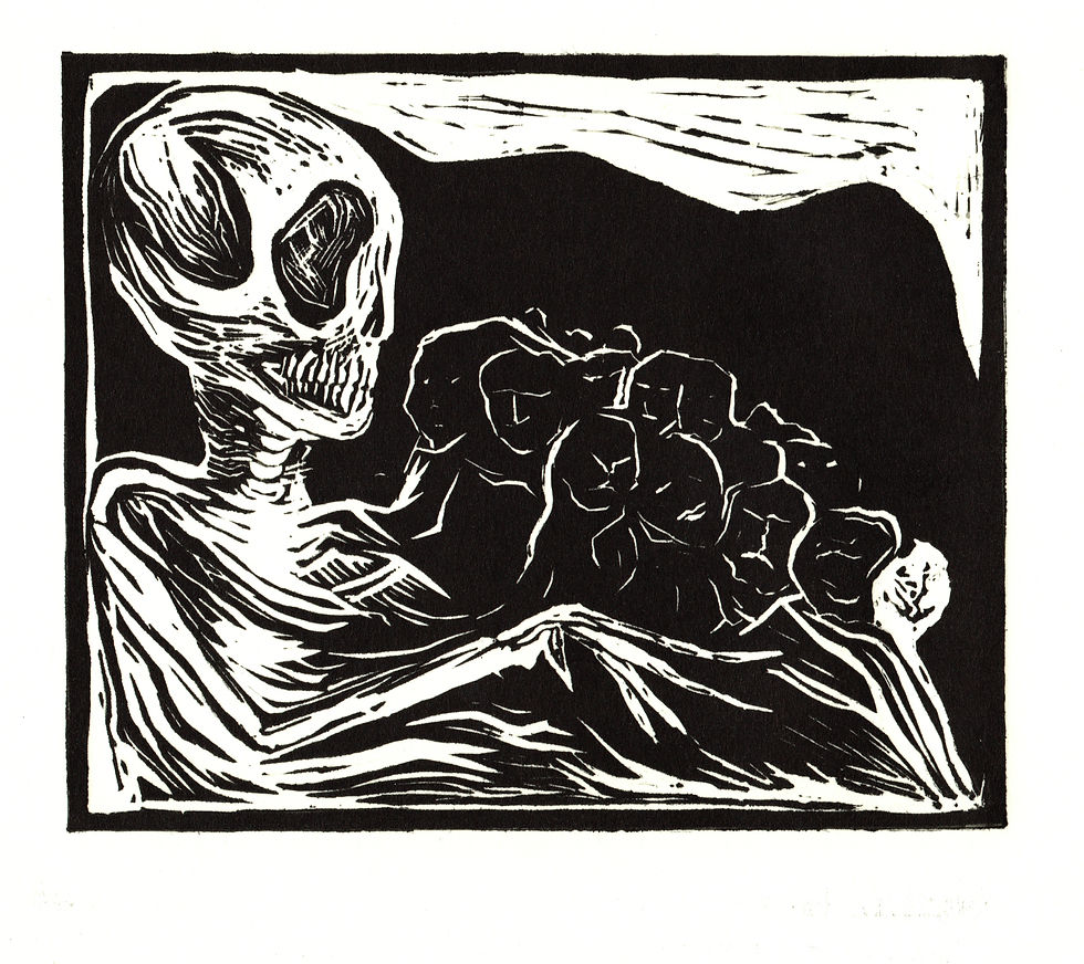 Linoelogravura de Syl Triginelli, presente no album Grassmannianas.