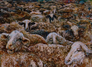 Painting of a flock of sheep