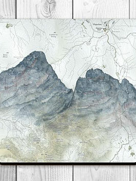 Coast featuring Sgurr nan Gillian, painted on a map published by OAC Publishing