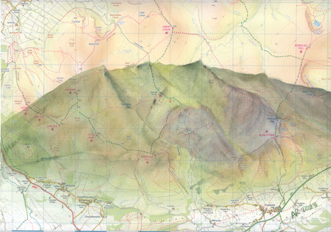 Blencathra, painted on a map of the Lake District published by OAC Publishing.
Watercolour in black frame
42cm by 30cm
Framed size 55cm by 45cm
£210
Limited Edition prints available