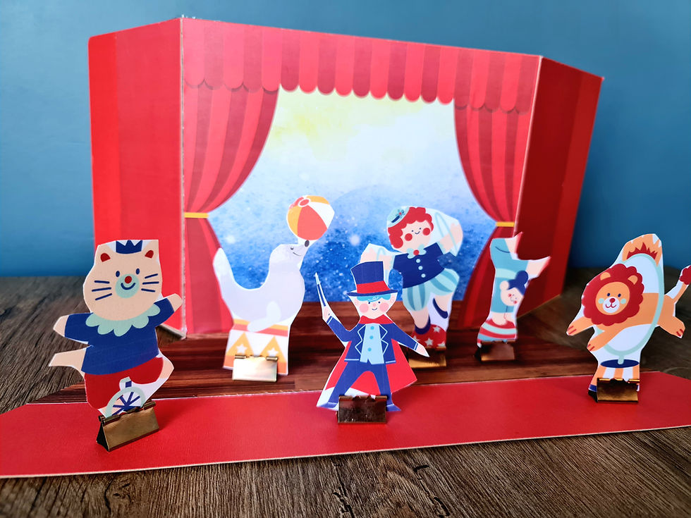 Thumbnail: Circus Paper Puppet Theatre Stage, Craft Stick Pretend Play, Doorway Show Waldor