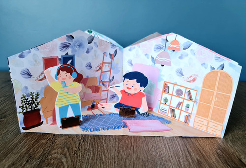 Printable Paper Doll House, Cut and Glue Book, Printable Dollhouse Book