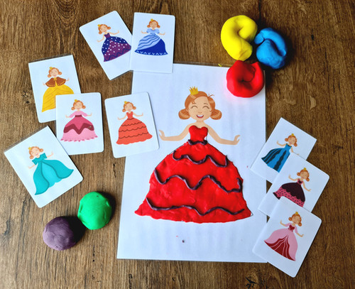 Princess Dress Up Play Dough Mat, Fine Motor Skill, Preschool Activity
