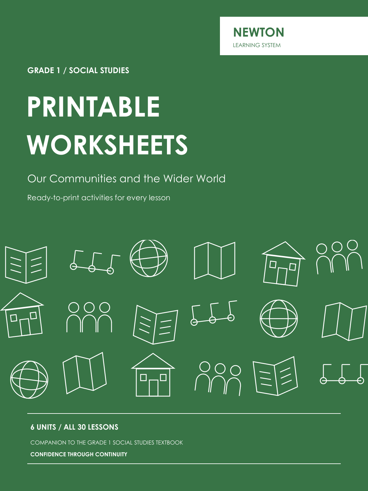 Newton Learning System: Grade 1 Social Studies Printable Worksheets (PDF) cover