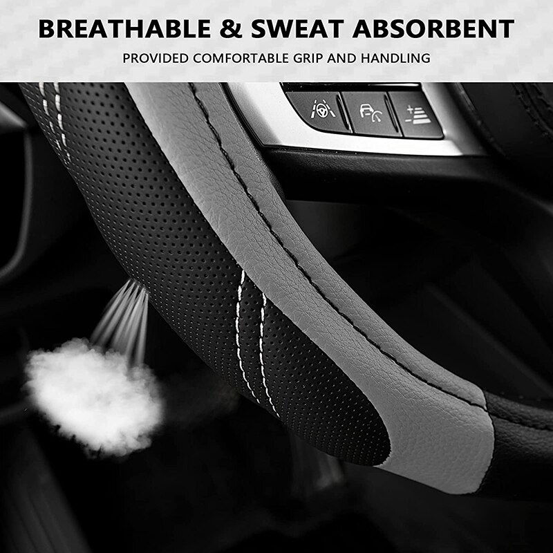 Thumbnail: Car Steering Wheel Cover 14-15 Inch Universal Sport Leather All Purpose Upholste