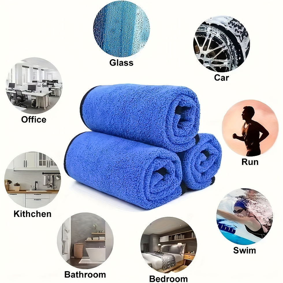 Thumbnail: 1-10pcs Microfiber Car Cleaning Towels Ultra Absorbent Car Drying Cloth Auto Det