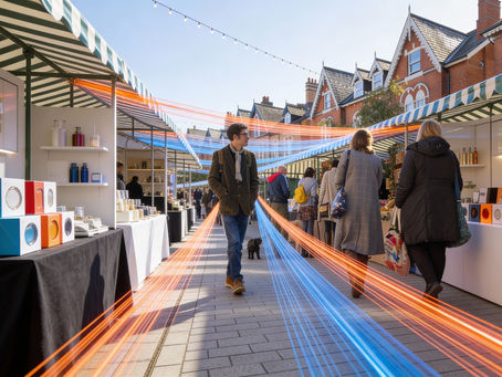 Edgbaston Villa Birmingham with Full fibre business broadband connectivity lines illuminated