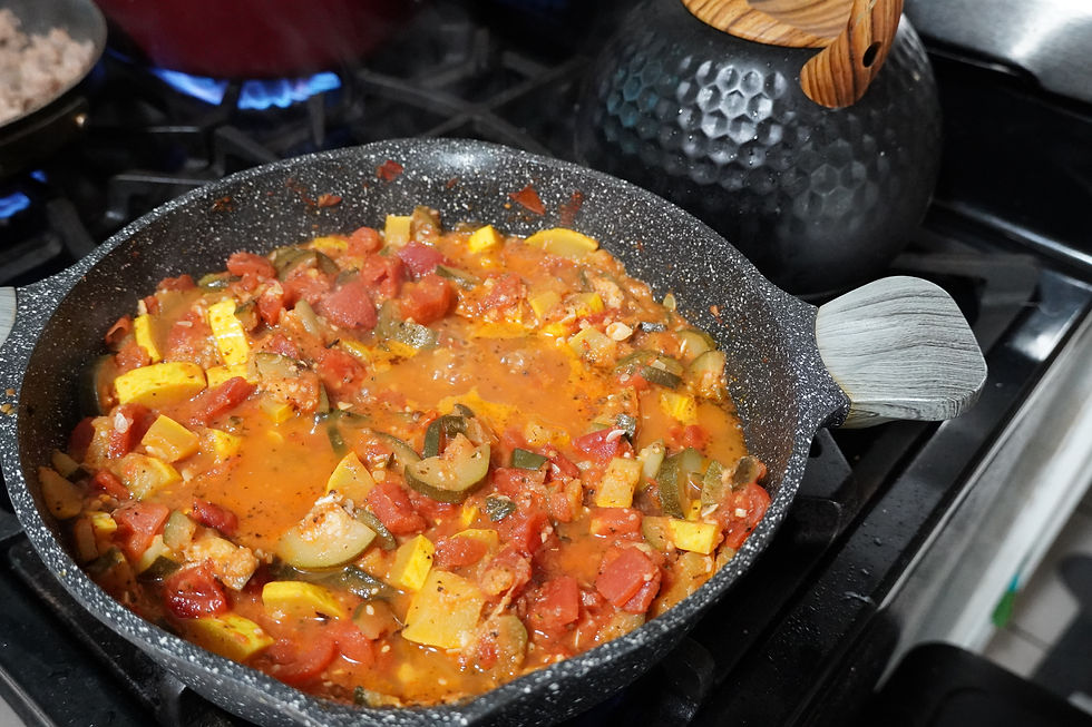 Homemade squash sauce with healthy veggies and herbs for the luteal phase
