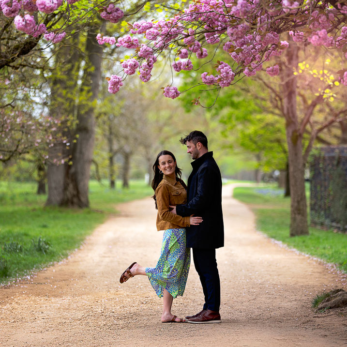 Natural engagement photography in Oxfordshire before a wedding.
