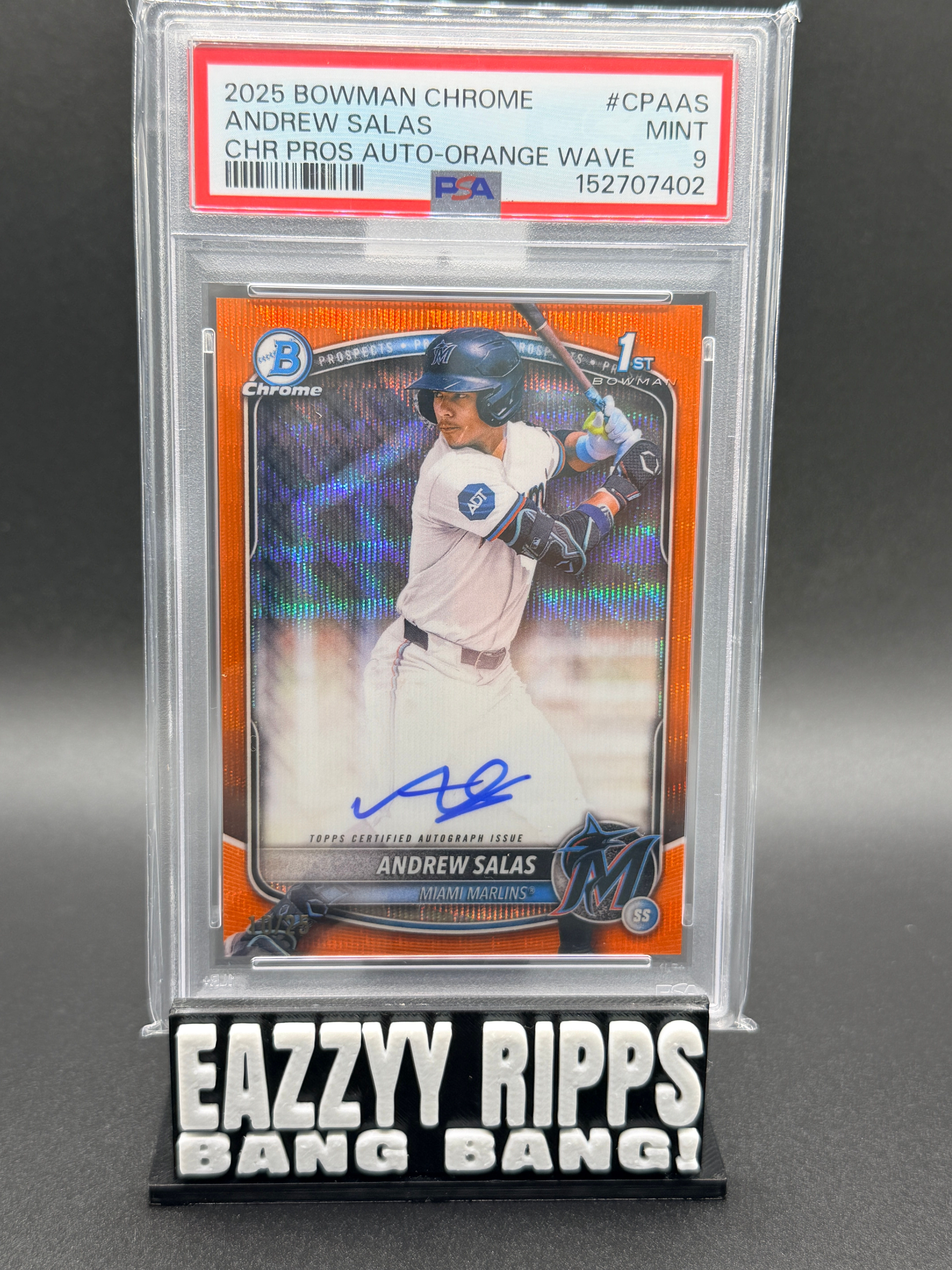 2025 Bowman Chrome Andrew Salas Orange Wave Auto PSA 9 